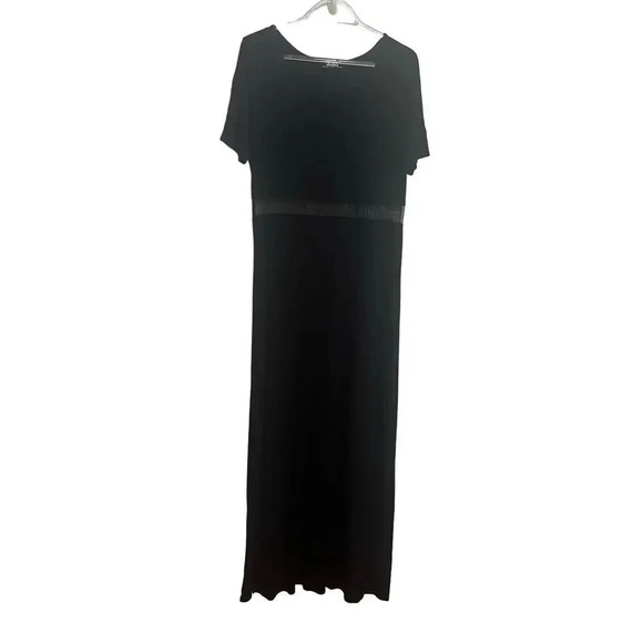 Lulus Dresses & Skirts - Lulu's Black with Sheer Cut-out Short Sleeve Maxi Dress Size Small Party Casual